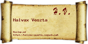 Halvax Veszta névjegykártya
